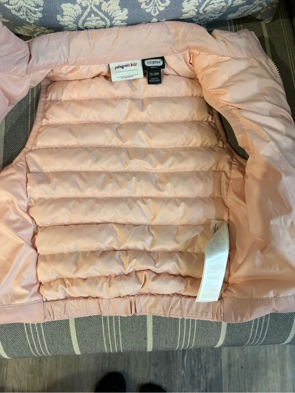 Patagonia Light Pink Quilted Kids Puffer Vest